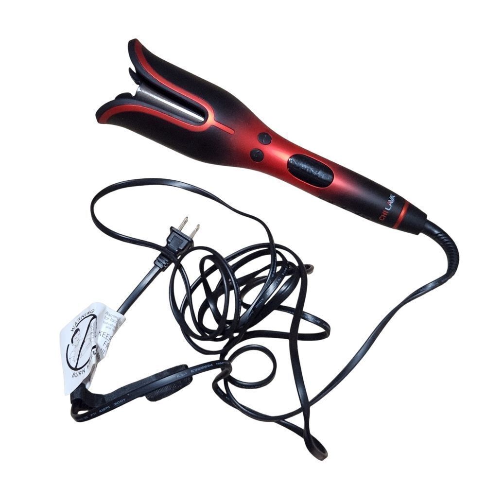 CHI Lava Spin N Curl Professional Curling Iron Black Red Tulip Style Curler